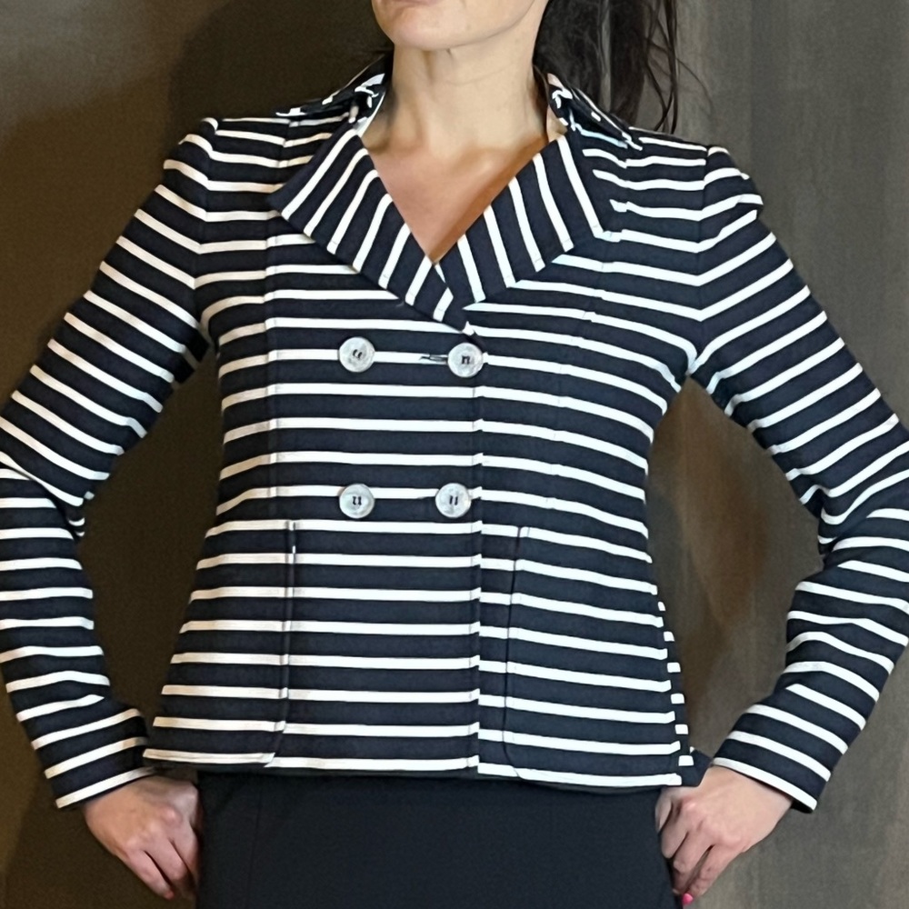 Navy and white striped nautical Nanette Lepore jacket - size 6